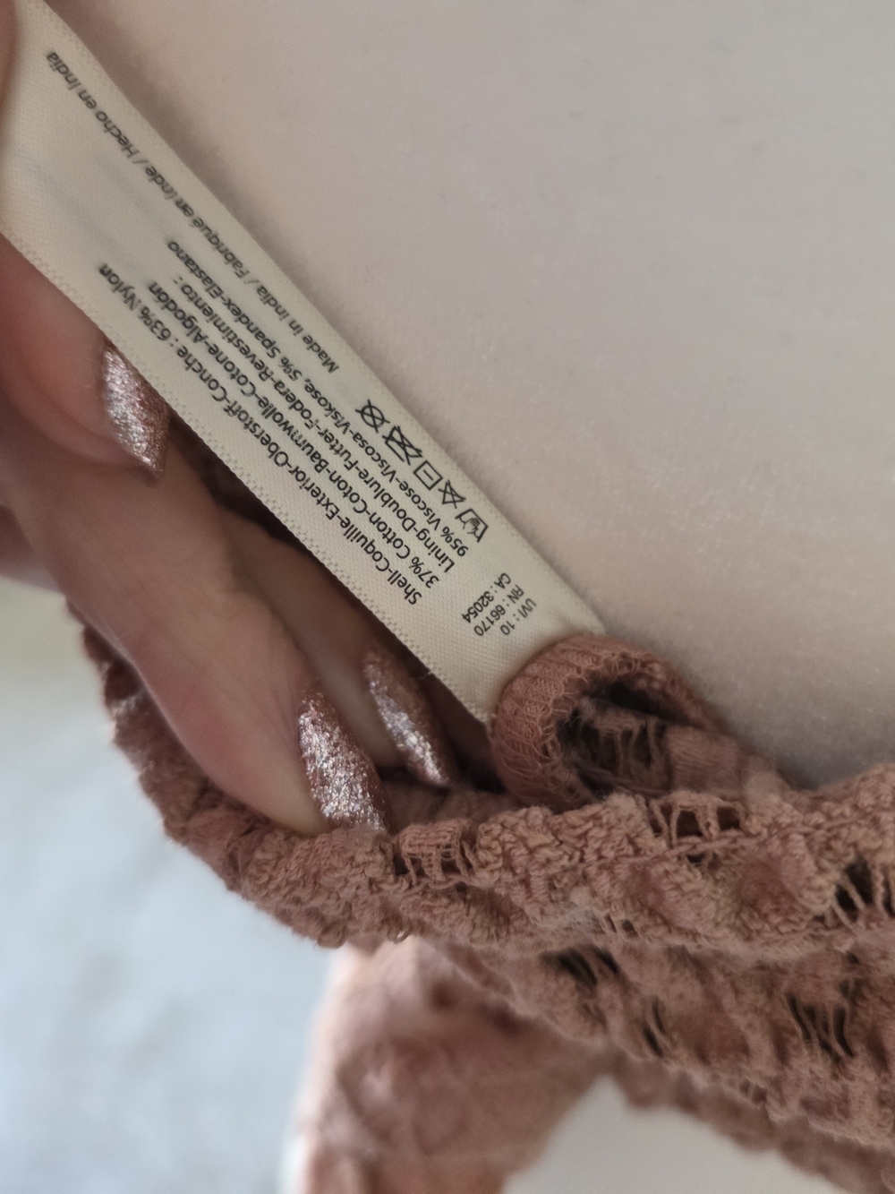 Lace Strapless Crop Top in Dusty Rose - Picture 4 of 7